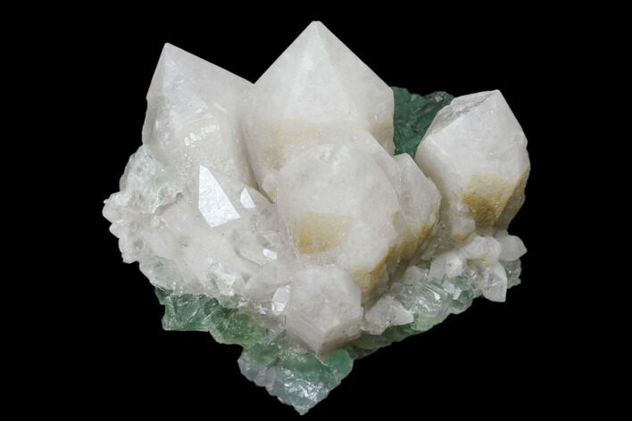 Grey Pineapple Quartz Crystals on Green Fluorite - China #120284